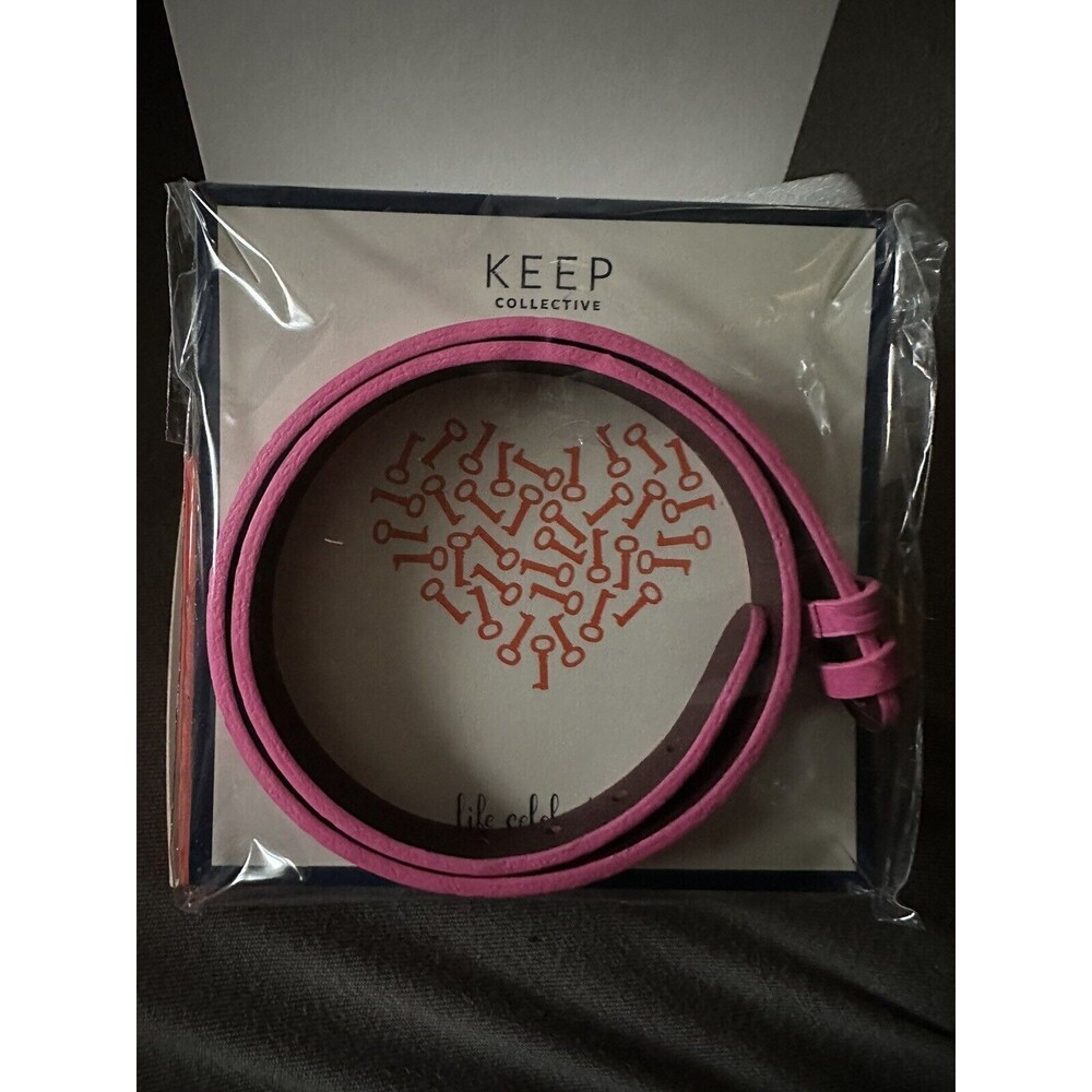 Keep Collective Fuschia Burgundy Croc-embossed Double Leather Band Pink NIB
